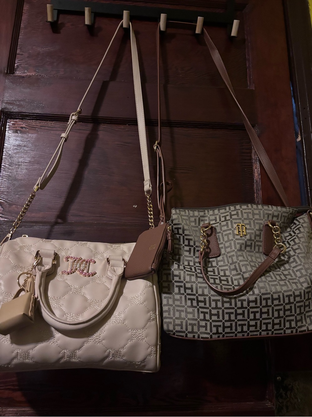 Juicy Couture Cream Quilted Shoulder Bag with Gold Hardware